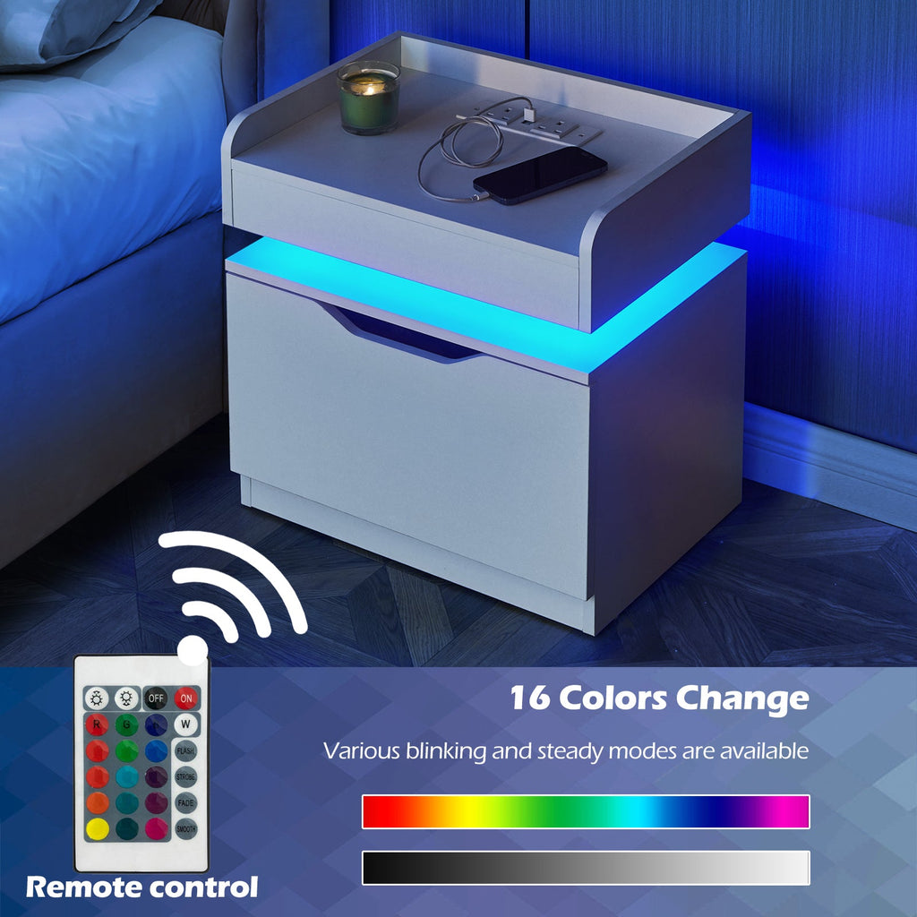 Kist LED Light Bedside Table [Charging Station][Nightstand]-2