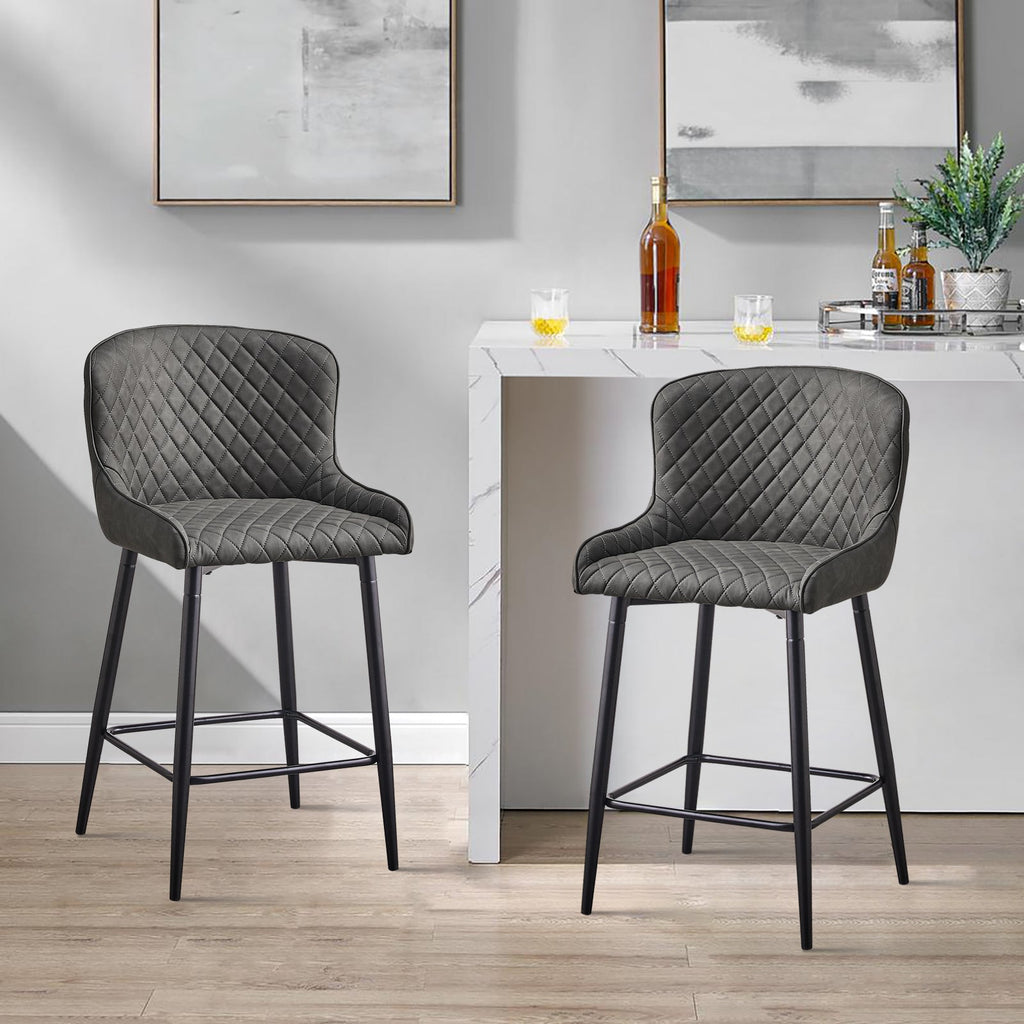 Dundas Faux Leather Bar Stools [65cm] [Set of 2]-2