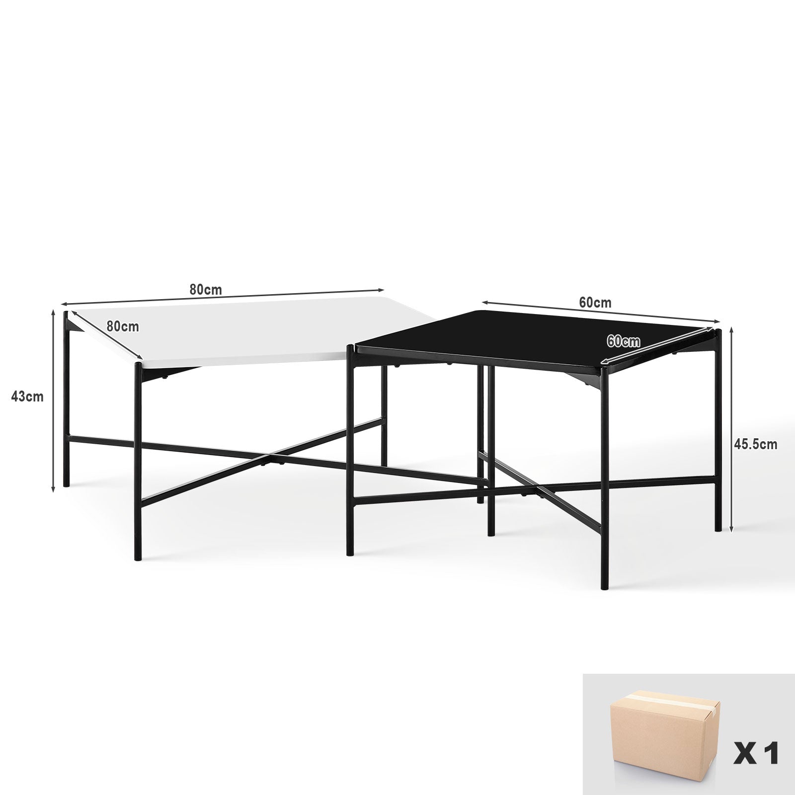 Arol 2-Piece High Gloss Square Nesting Coffee Table Set-3