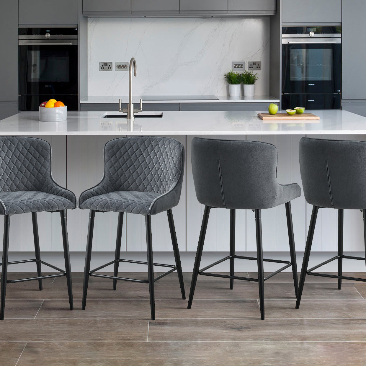 Dundas Velvet Bar Stools [65cm] [Set of 2]-2