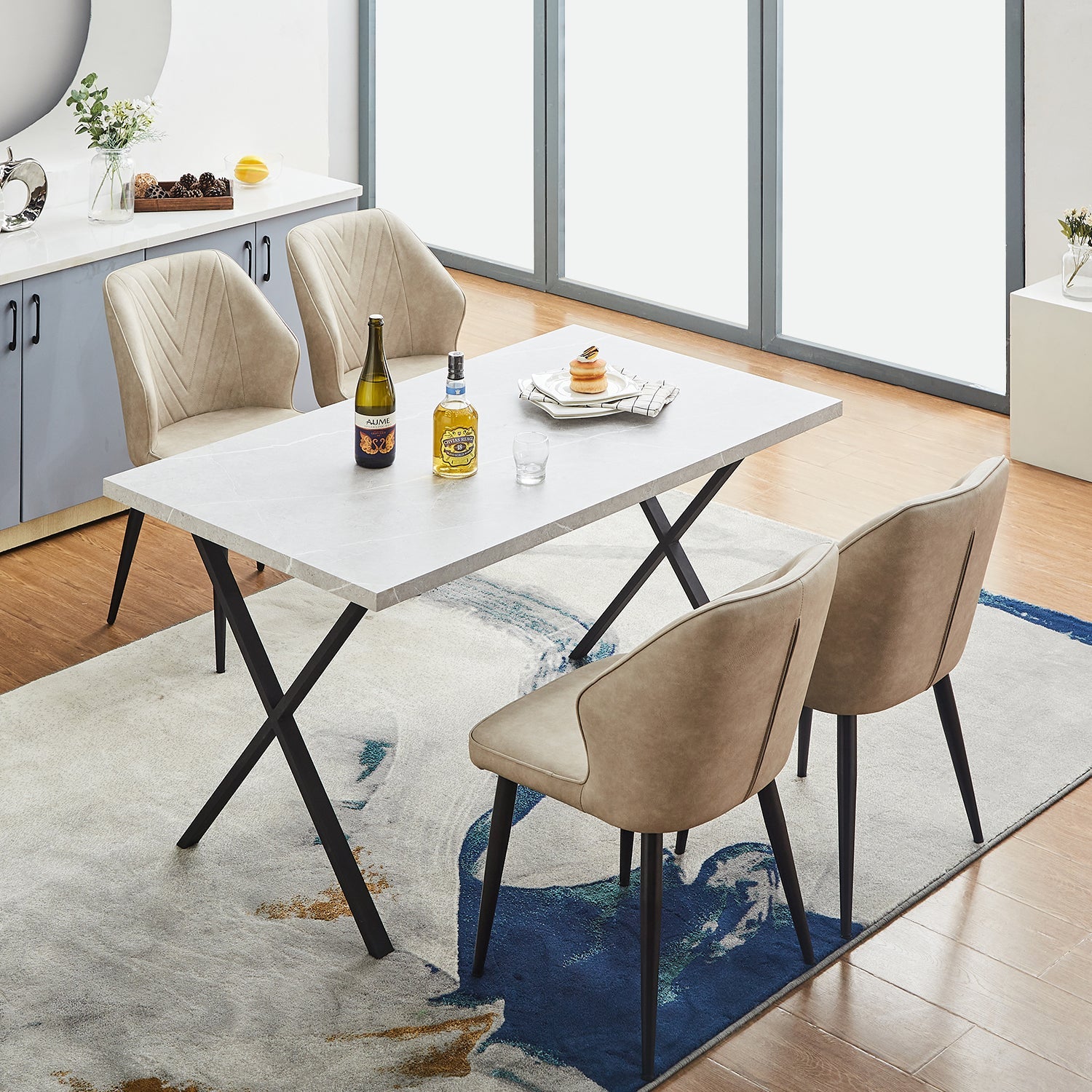 Daviyon Faux Leather Dining Chairs-4