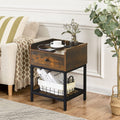Eyve Industrial Wood Living room Side Table [Charging Station]-0