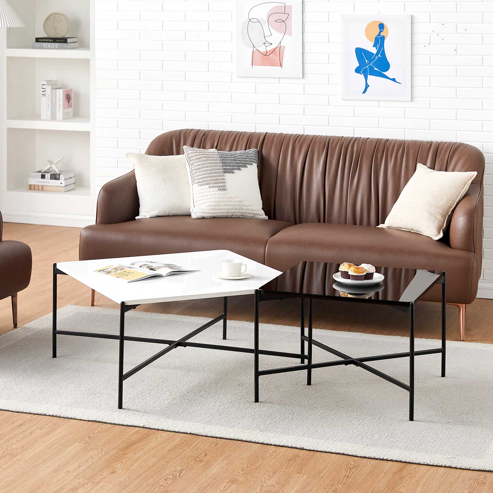 Arol 2-Piece High Gloss Square Nesting Coffee Table Set-1