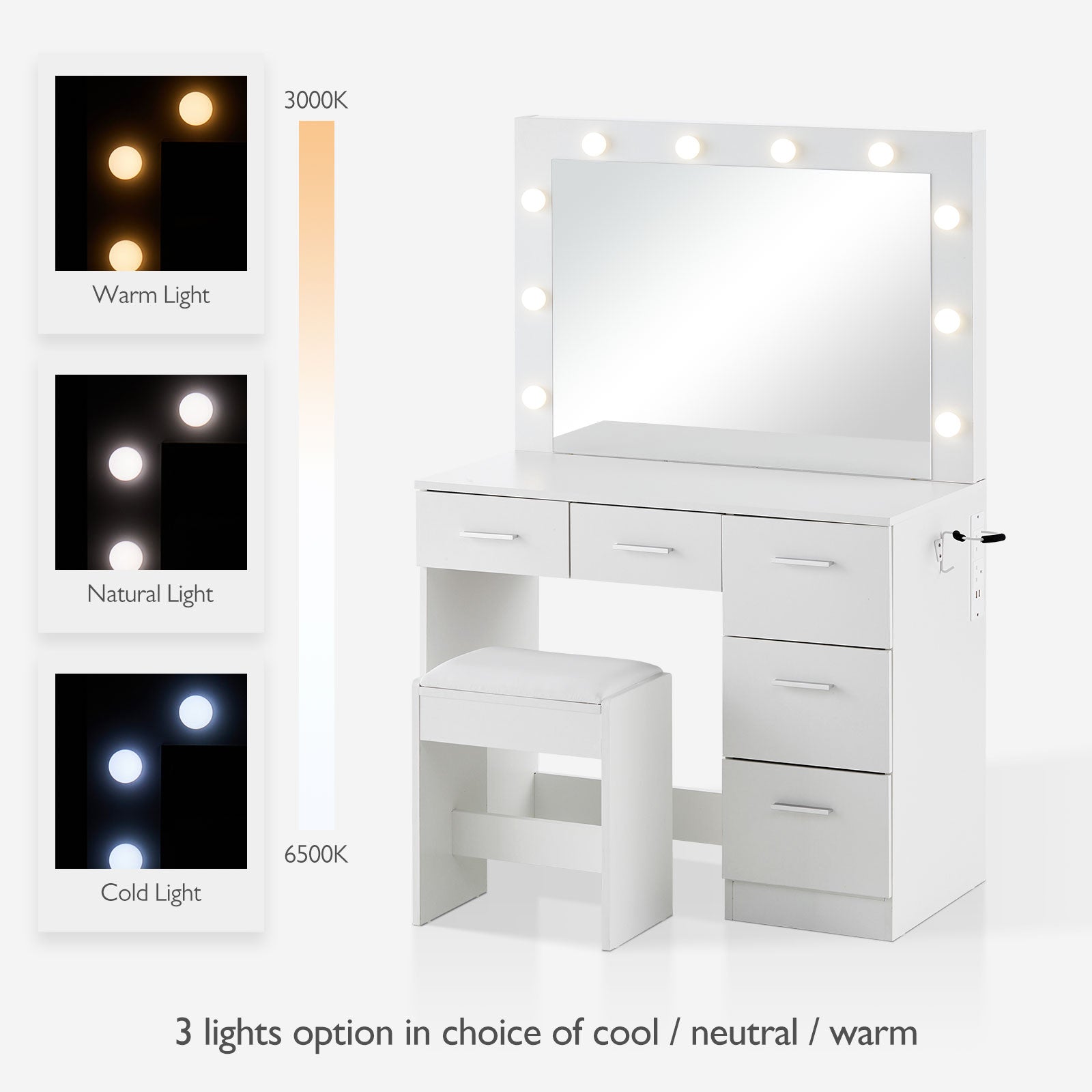 Hollywood Dressing Table Set [with Charging Station]-4