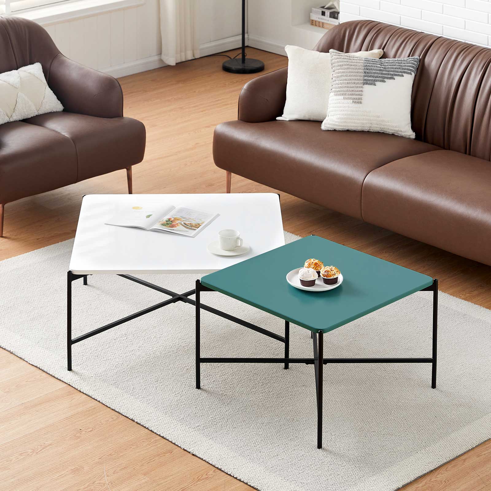 Arol 2-Piece High Gloss Square Nesting Coffee Table Set-5