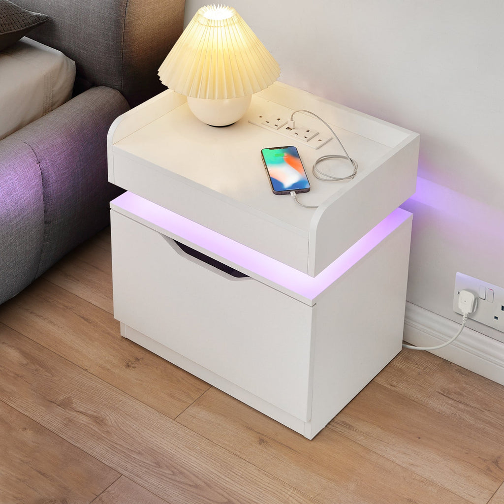 Kist LED Light Bedside Table [Charging Station][Nightstand]-3