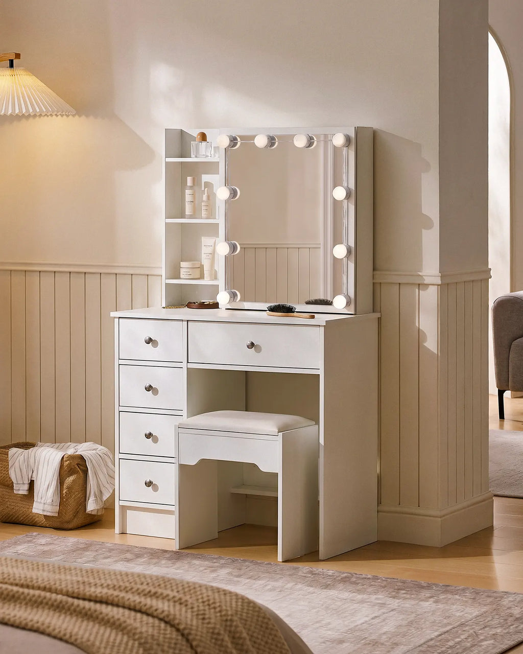 Amya Dressing Table Set [with Sliding Mirror]-1