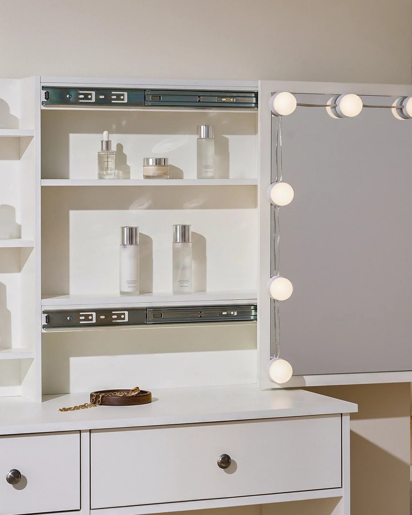 Amya Dressing Table Set [with Sliding Mirror]-2