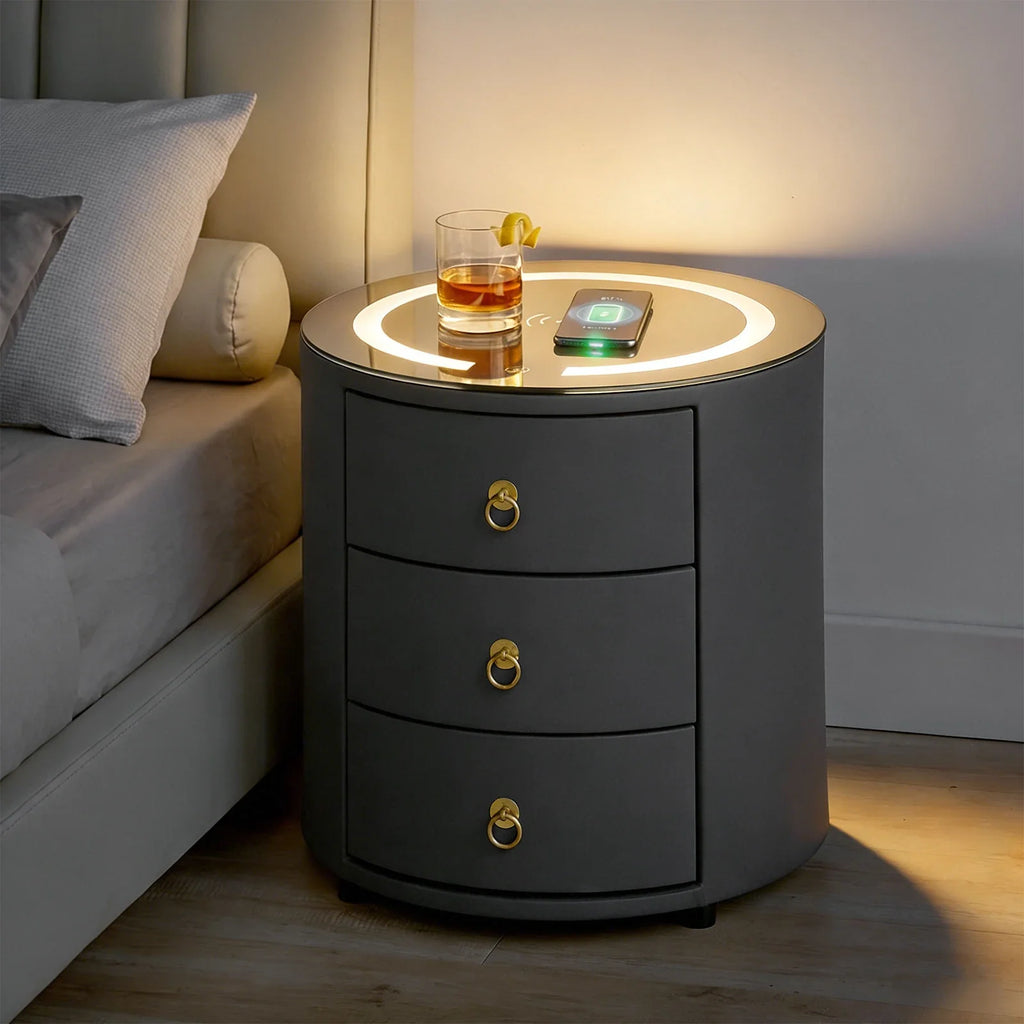 Brookline Grey Smart Bedside Table-1