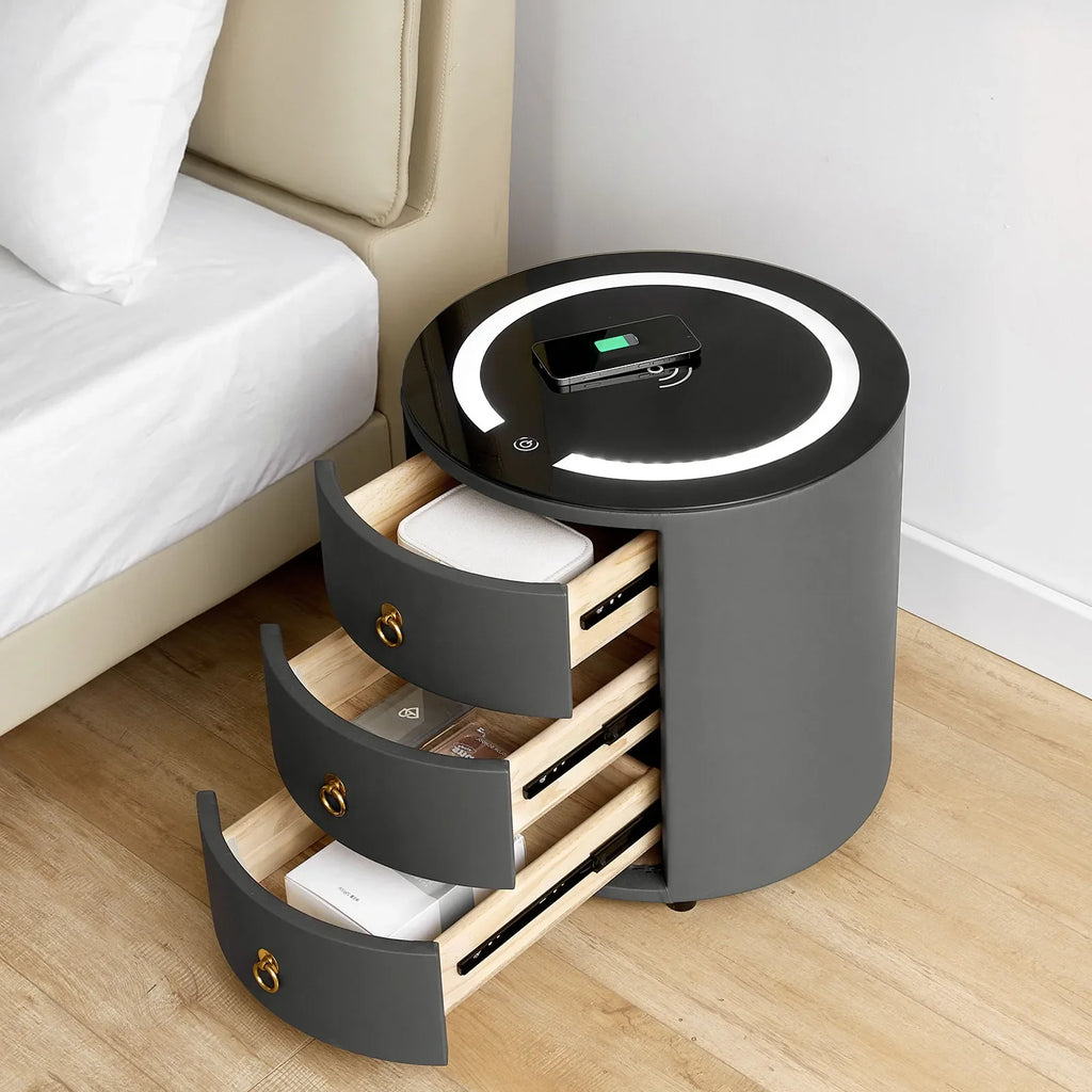 Brookline Grey Smart Bedside Table-4