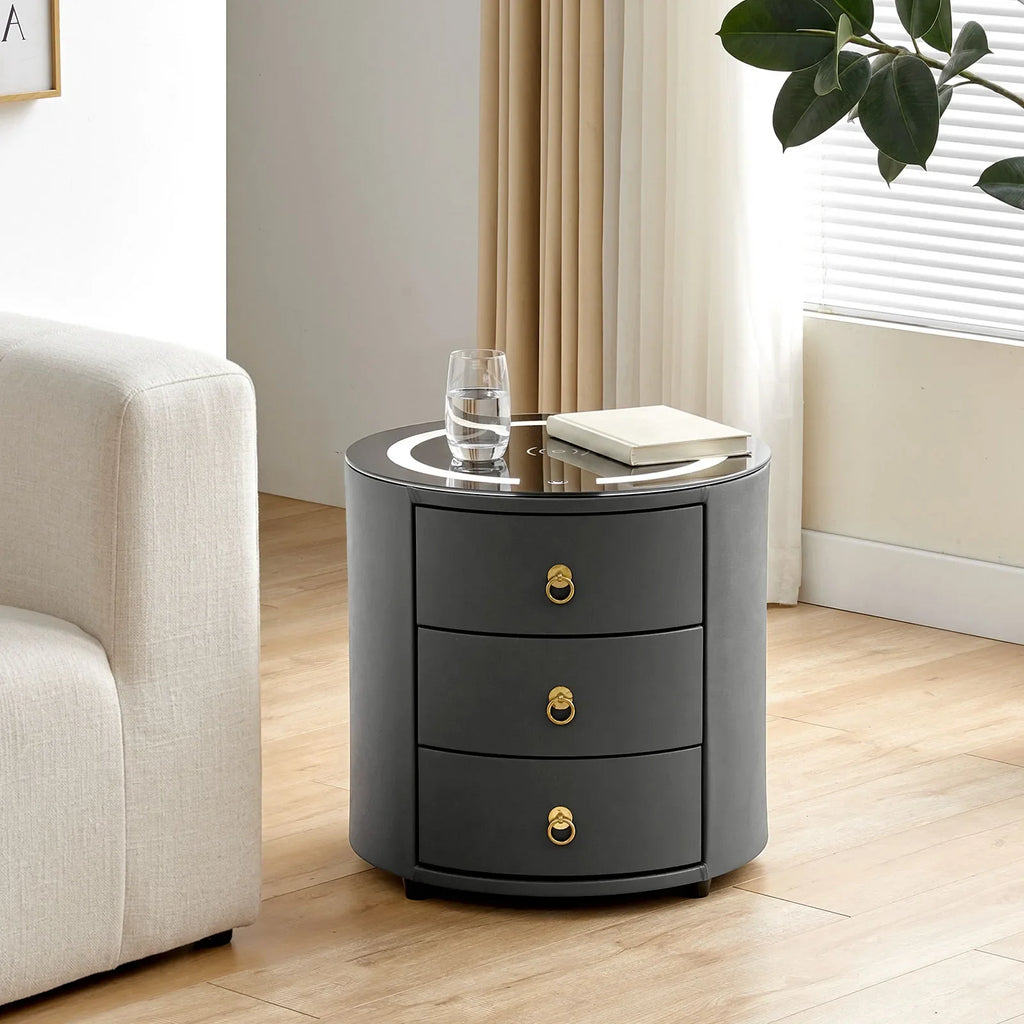 Brookline Grey Smart Bedside Table-0