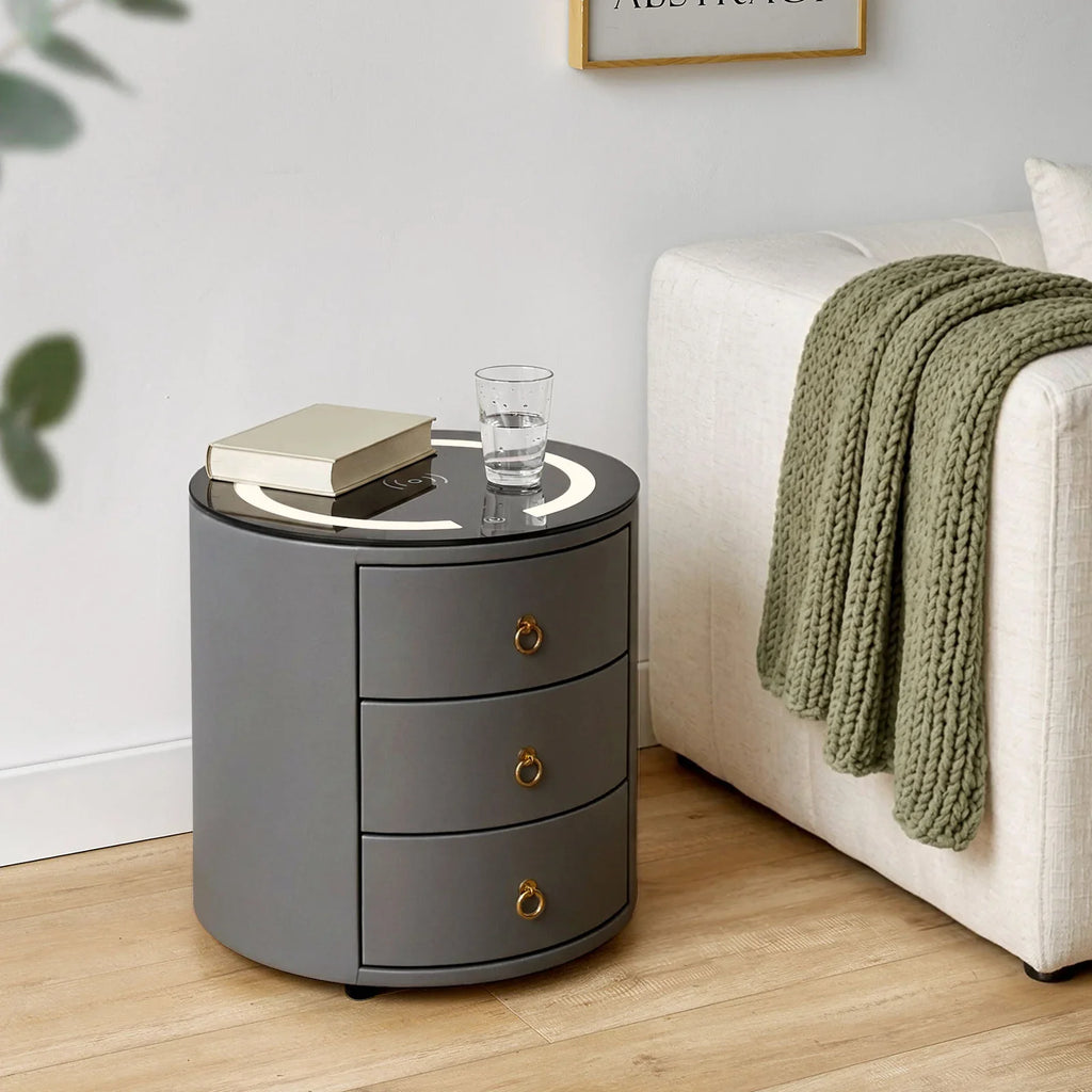 Brookline Grey Smart Bedside Table-2
