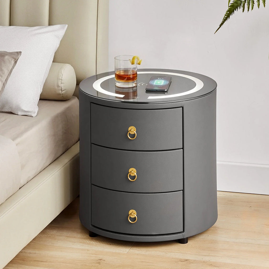 Brookline Grey Smart Bedside Table-3