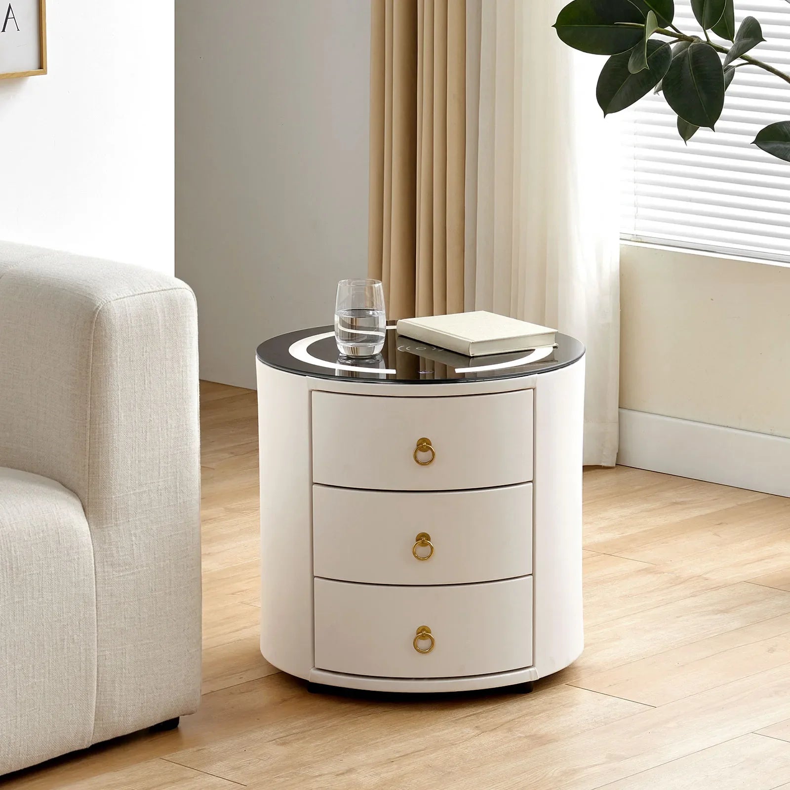 Brookline White Smart Bedside Table-0