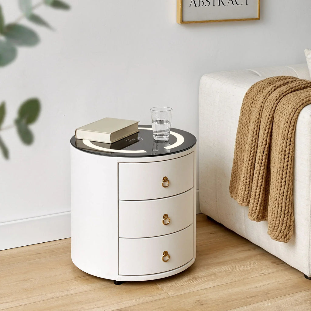Brookline White Smart Bedside Table-2