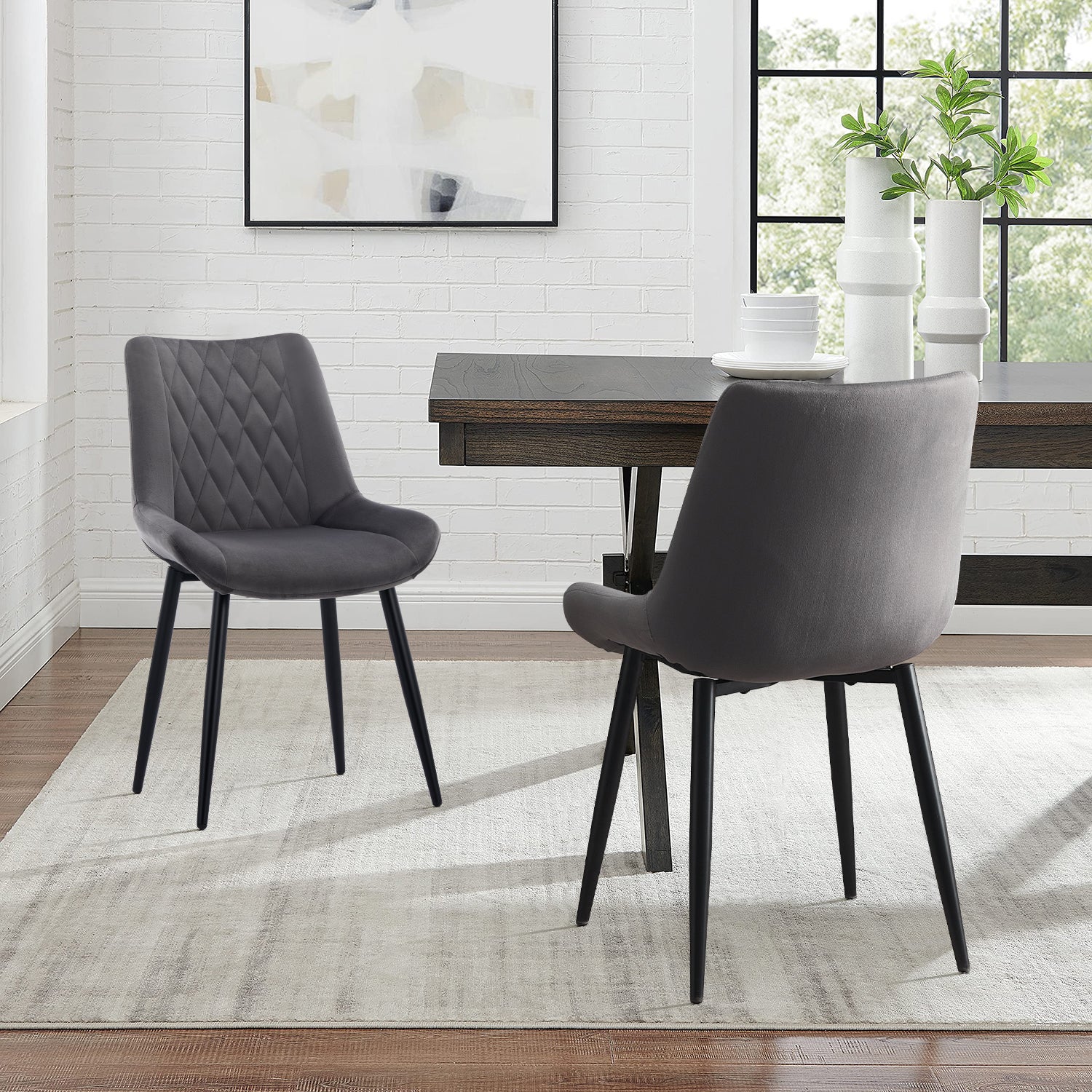 Carl Velvet Dining Chairs [Set of 2]-1