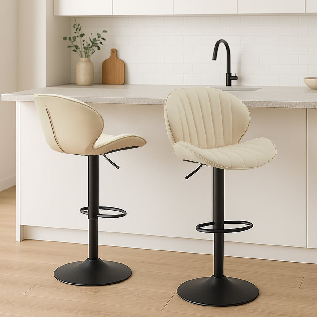 Caryol Faux Leather Bar Stool [Height Adjustable][Set of 2]-1