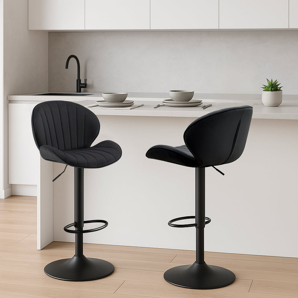 Caryol Velvet Bar Stool [Height Adjustable][Set of 2]-1