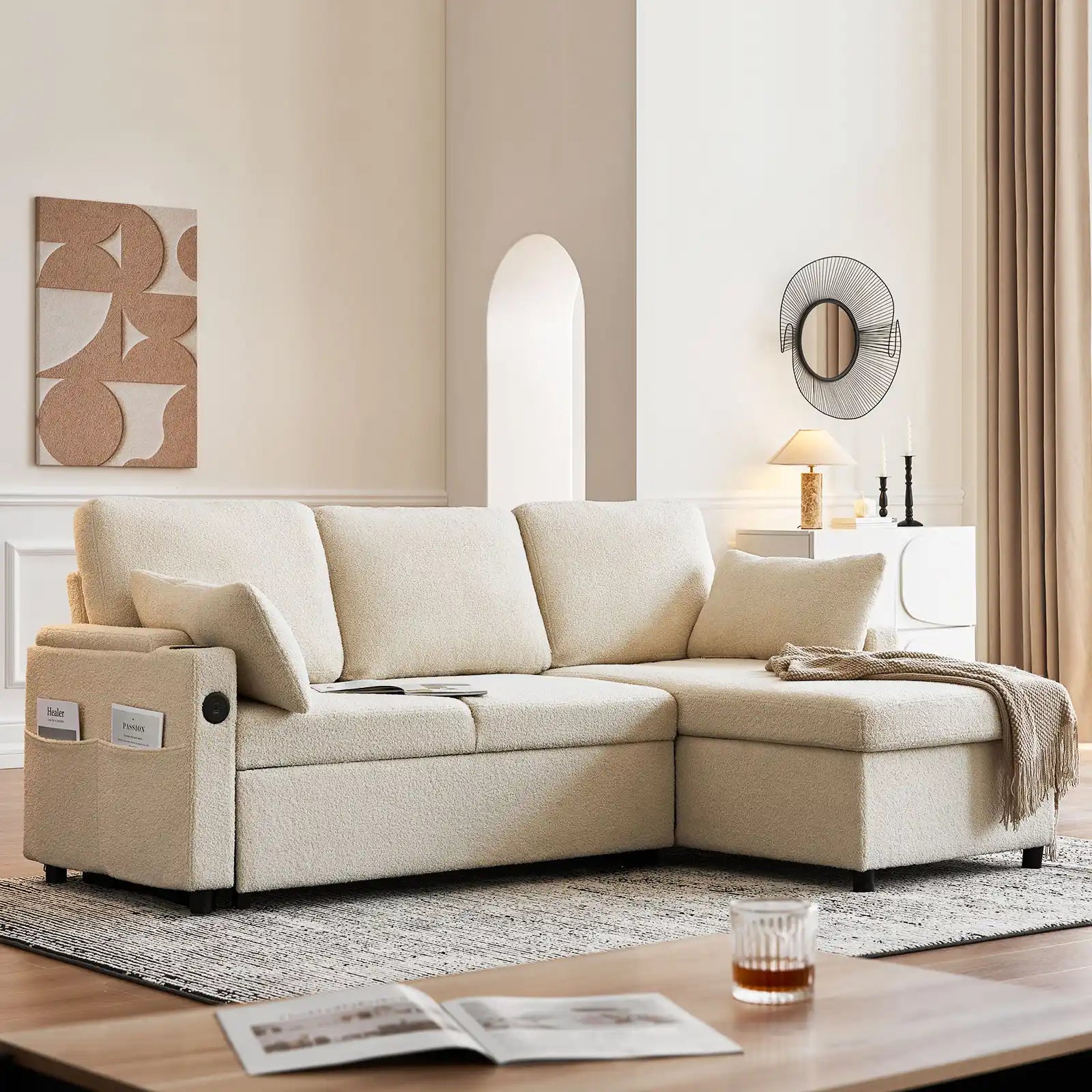 Clarkson 3-Seater Boucle Sofa Bed-1