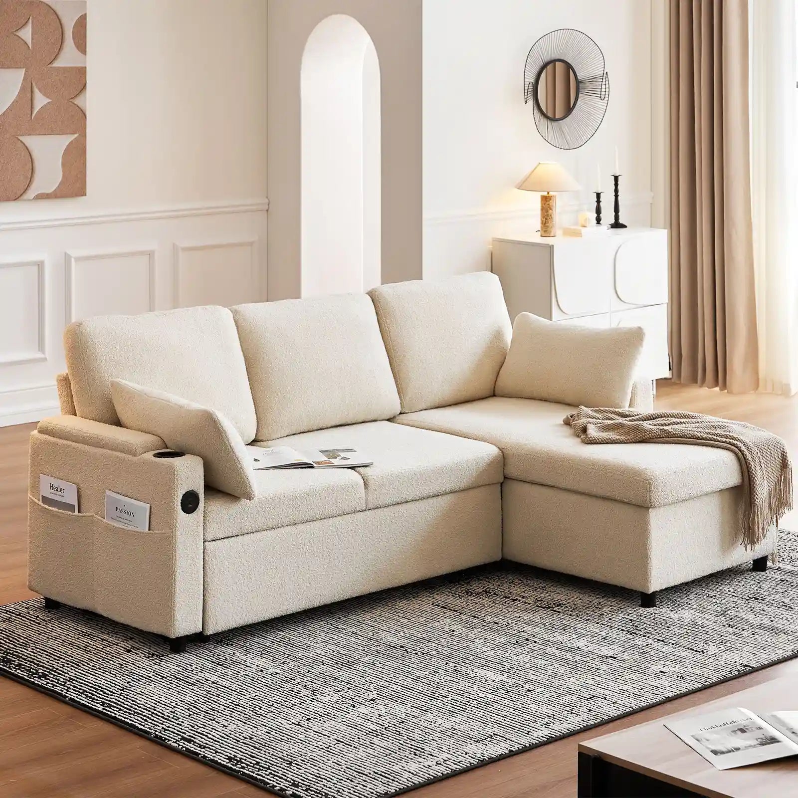 Clarkson 3-Seater Boucle Sofa Bed-2