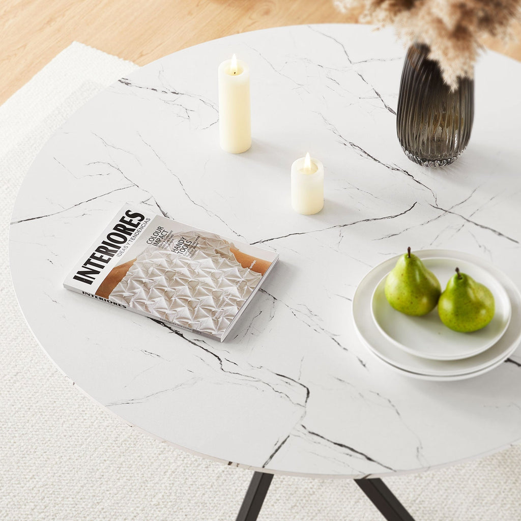 Clarris Marble Pattern Round Dining Table [for 4-6]-2