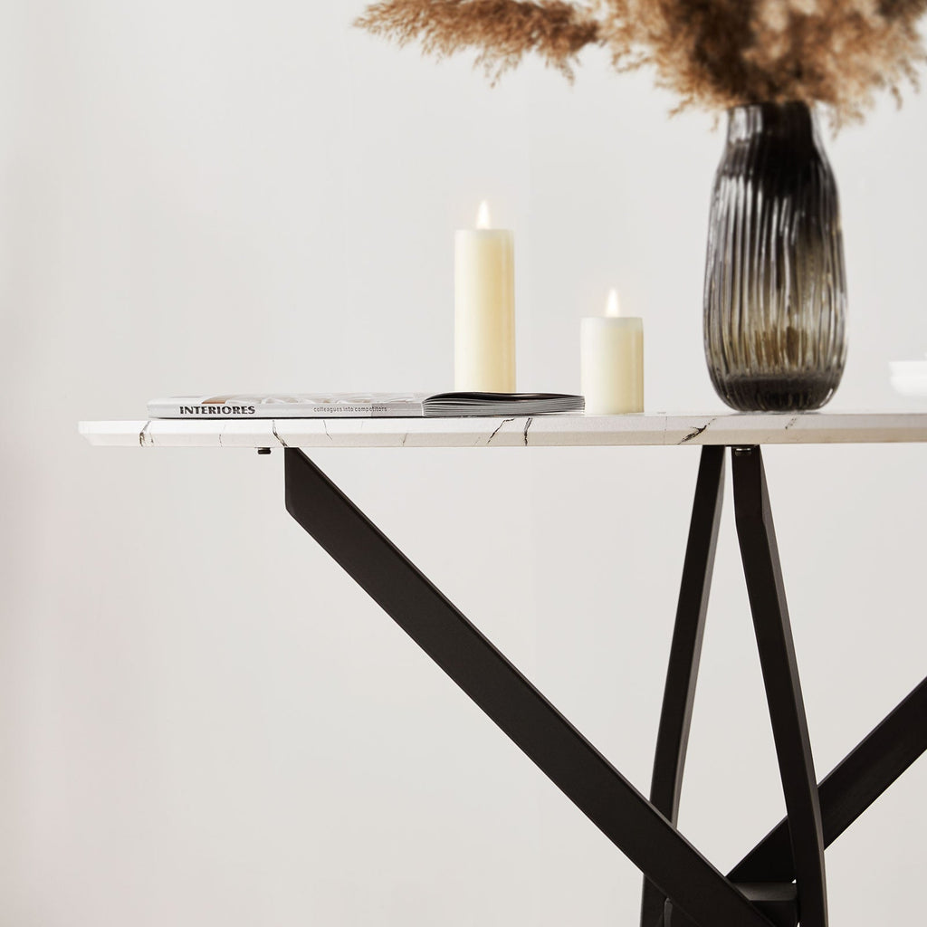 Clarris Marble Pattern Round Dining Table [for 4-6]-3