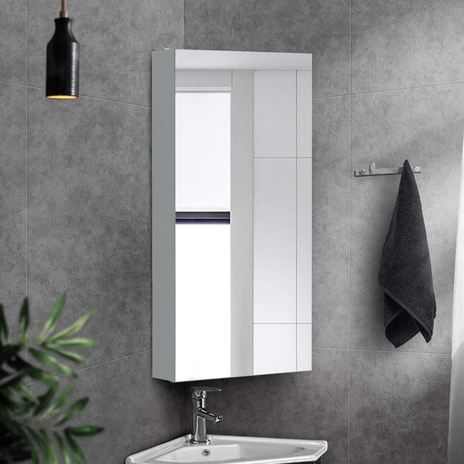 Colin Corner Mirror Cabinet [1 Door 1 Shelf]-0