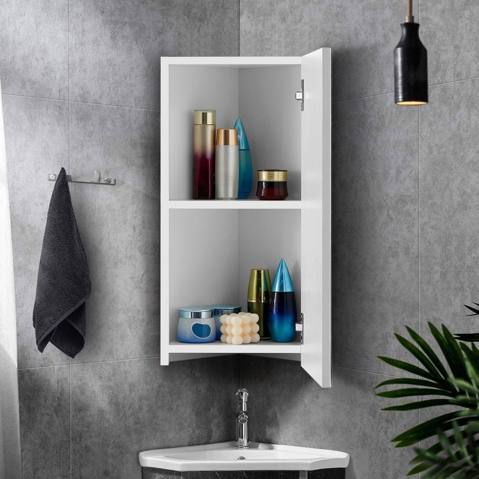 Colin Corner Mirror Cabinet [1 Door 1 Shelf]-1