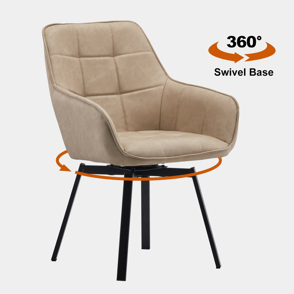Danyl Faux Leather Swivel Dining Chairs