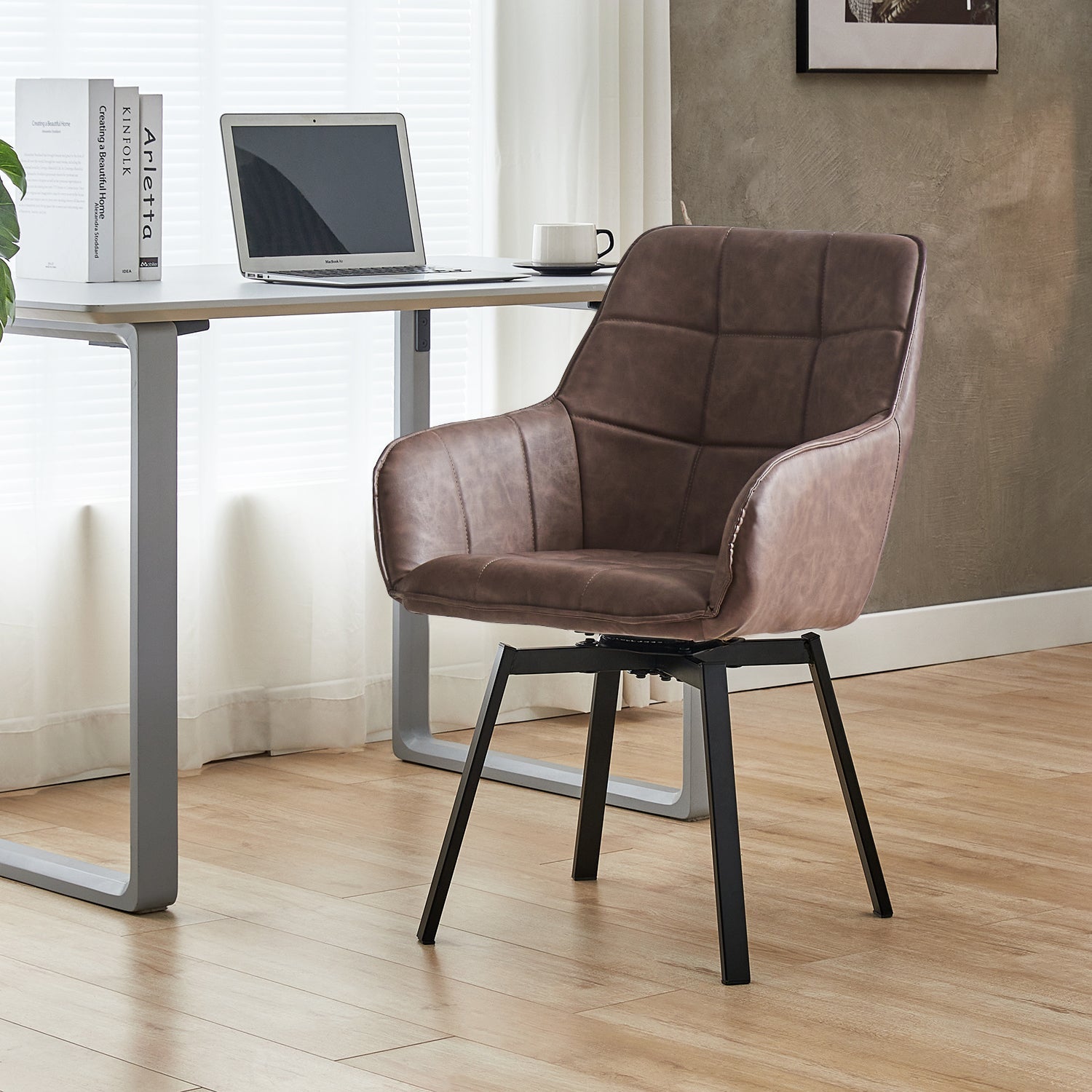 Danyl Faux Leather Swivel Dining Chairs