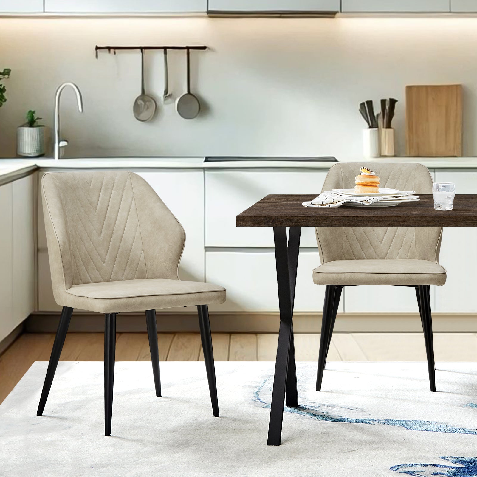 Daviyon Faux Leather Dining Chairs-0