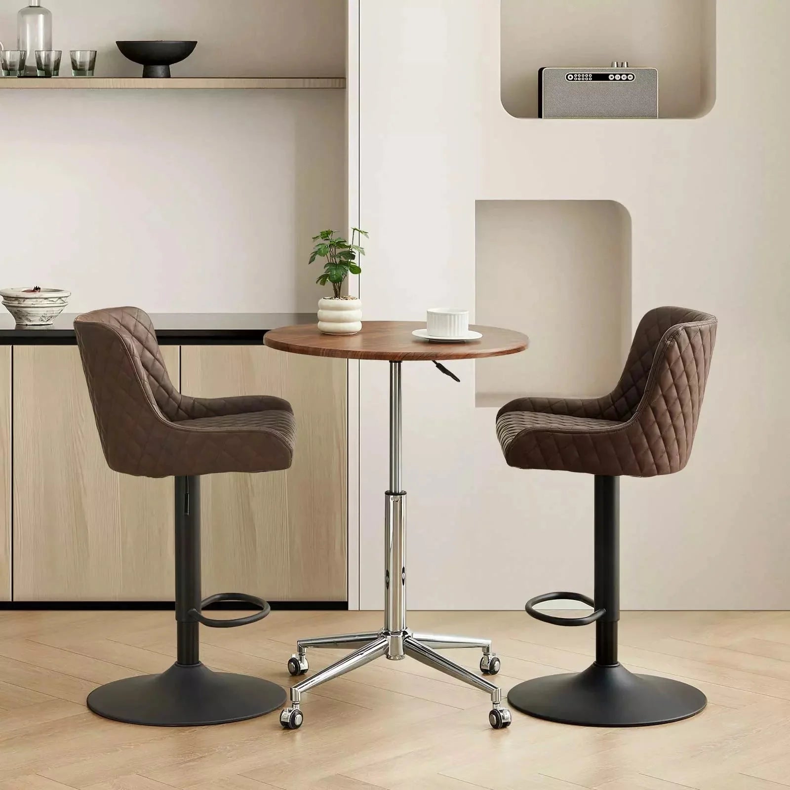 Dundas Faux Leather Bar Stools [Height Adjustable] [Set of 2]-2
