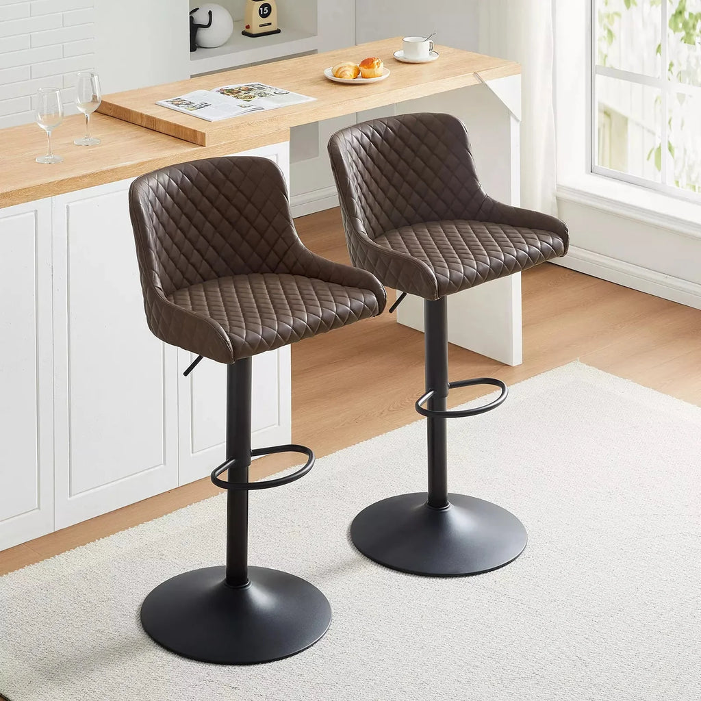 Dundas Faux Leather Bar Stools [Height Adjustable] [Set of 2]-3