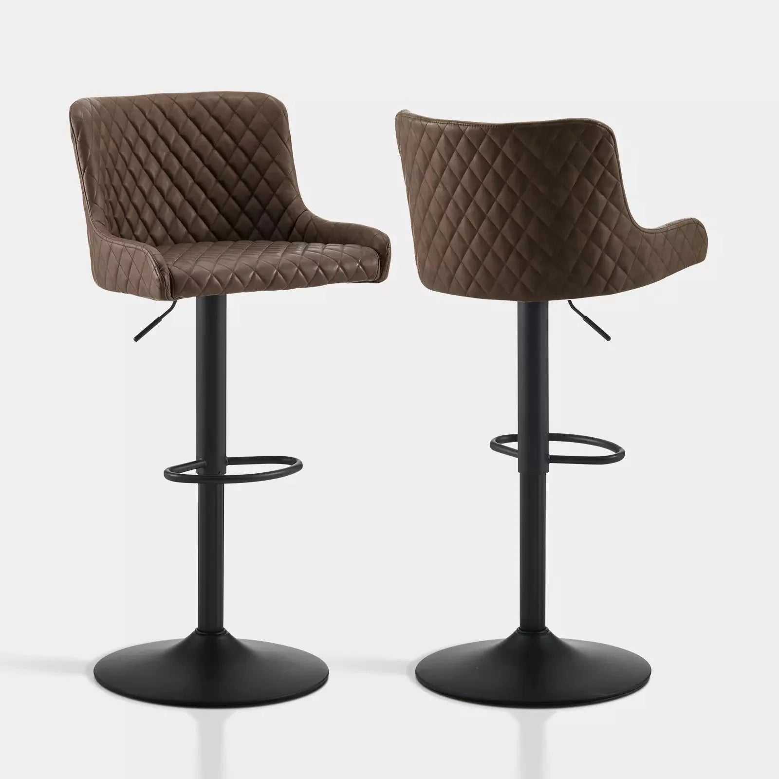 Dundas Faux Leather Bar Stools [Height Adjustable] [Set of 2]-5