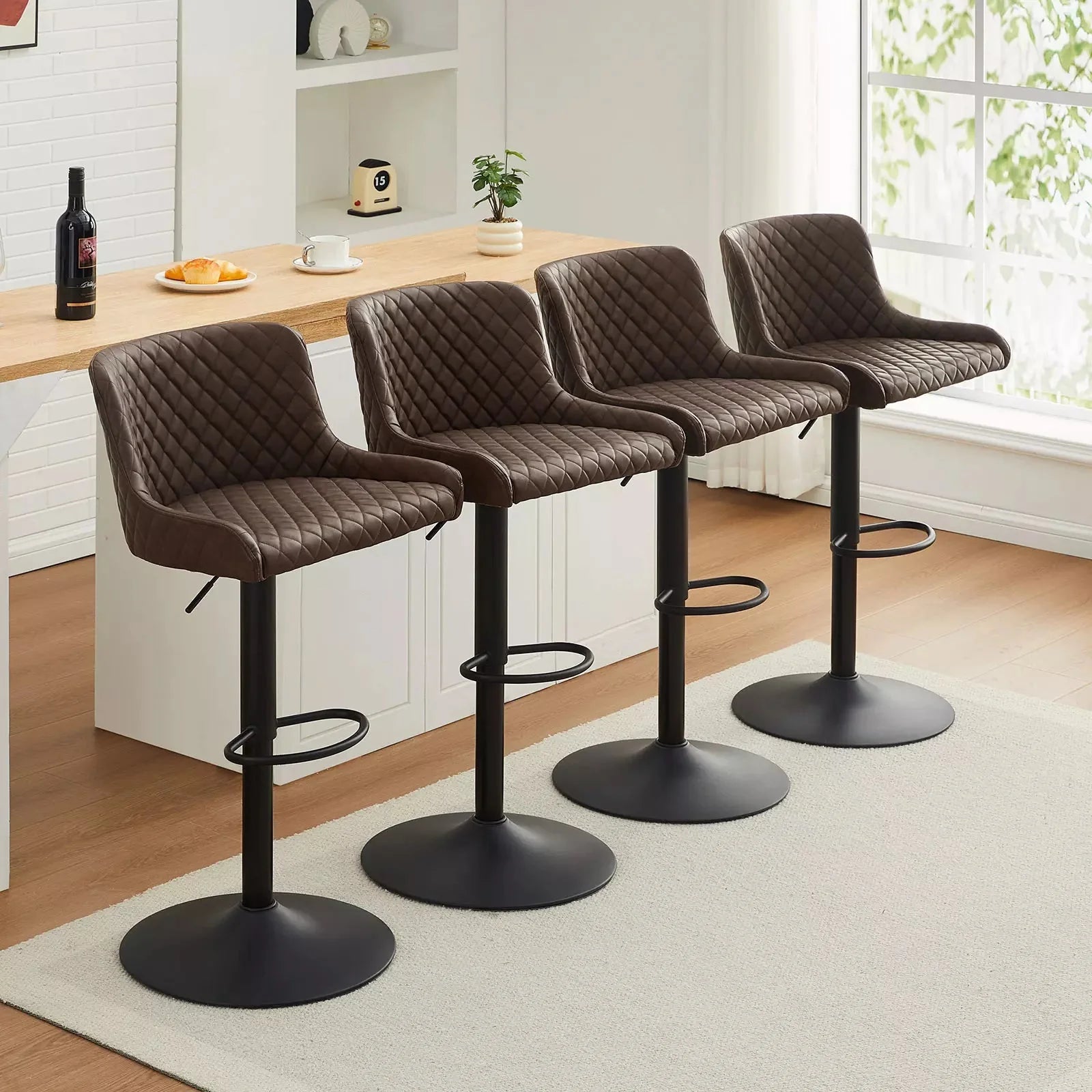 Dundas Faux Leather Bar Stools [Height Adjustable] [Set of 2]-4