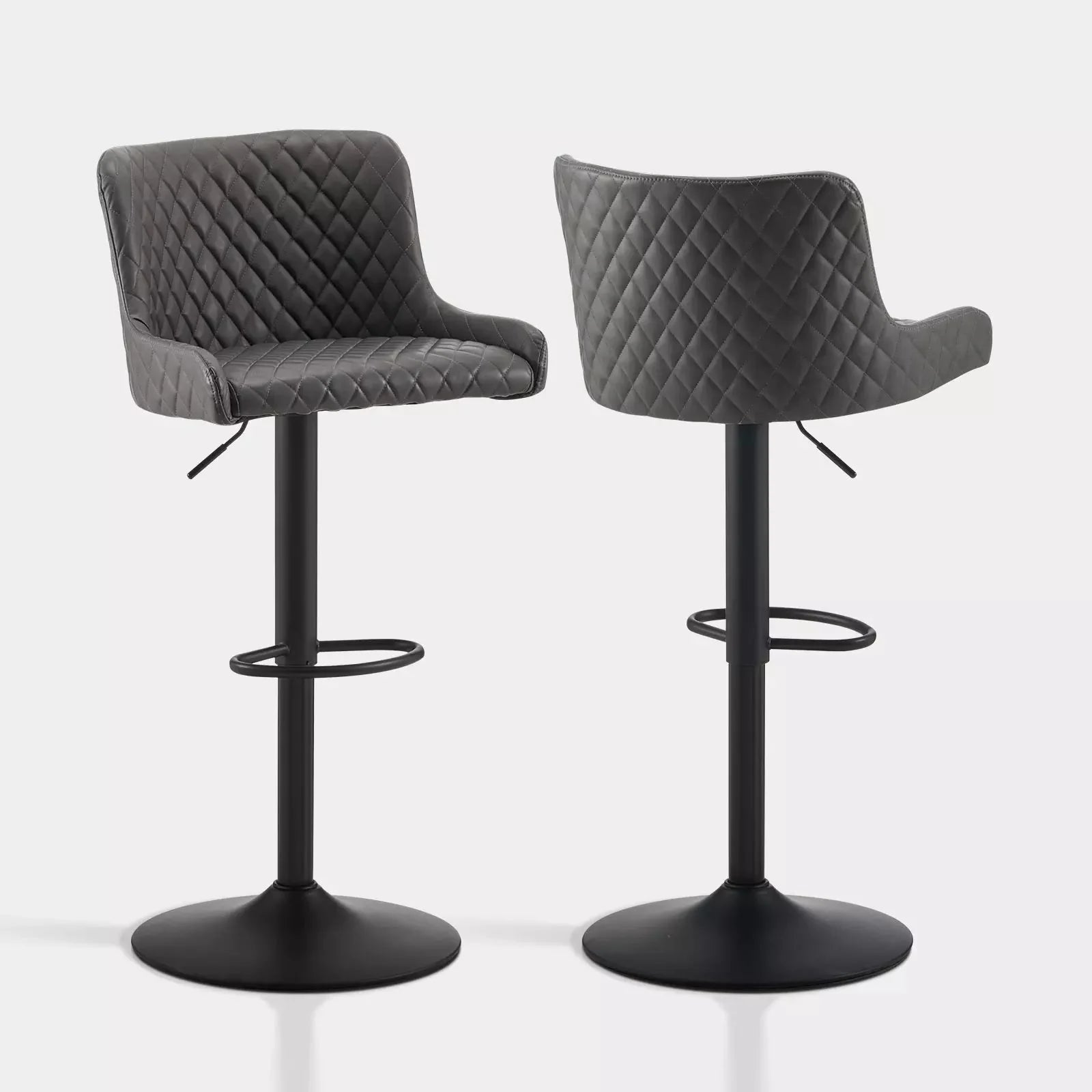 Dundas Faux Leather Bar Stools [Height Adjustable] [Set of 2]-6