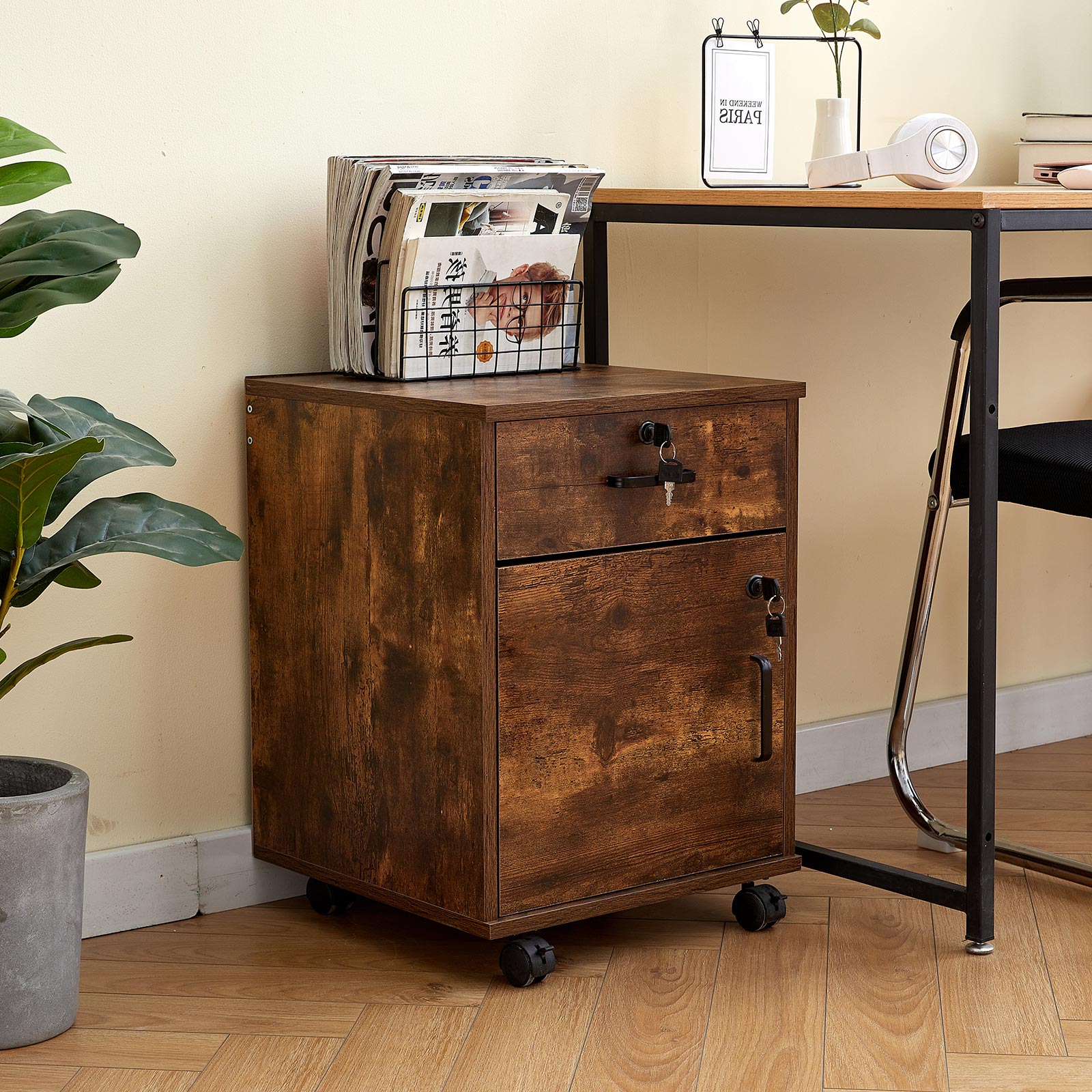 Edene Mobile Filing Cabinet [1-Drawer 1-Door]-0
