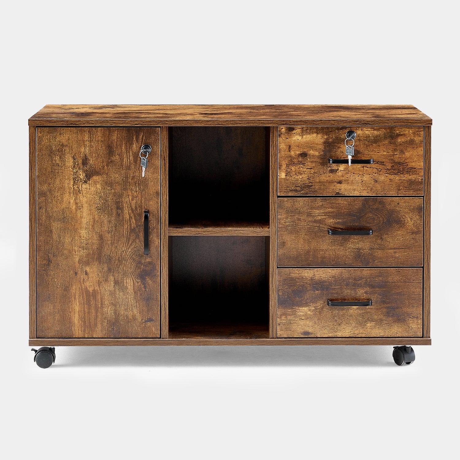 Edene Wide Lateral Filing Cabinet [3-Drawer 1-Door]-3