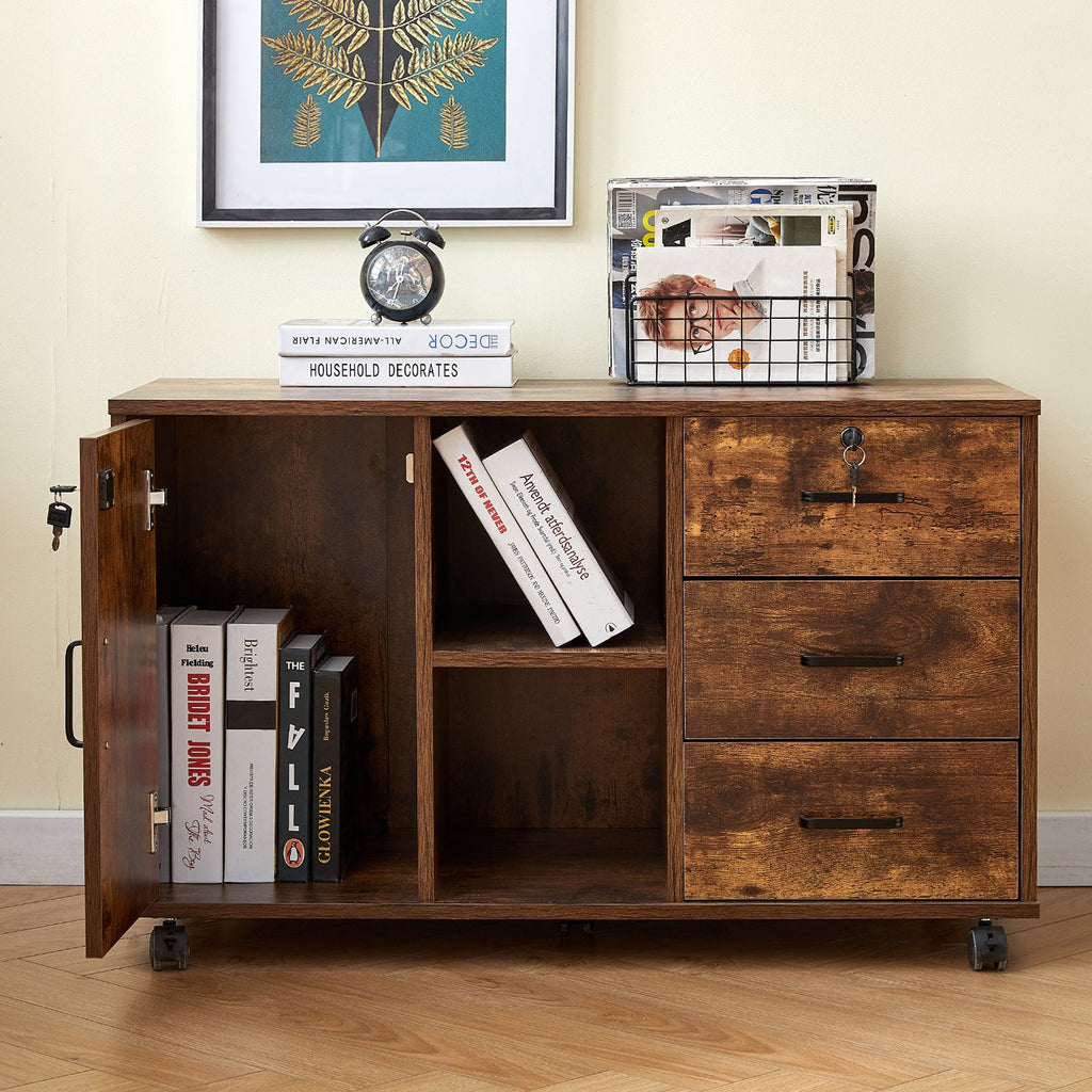 Edene Wide Lateral Filing Cabinet [3-Drawer 1-Door]-2