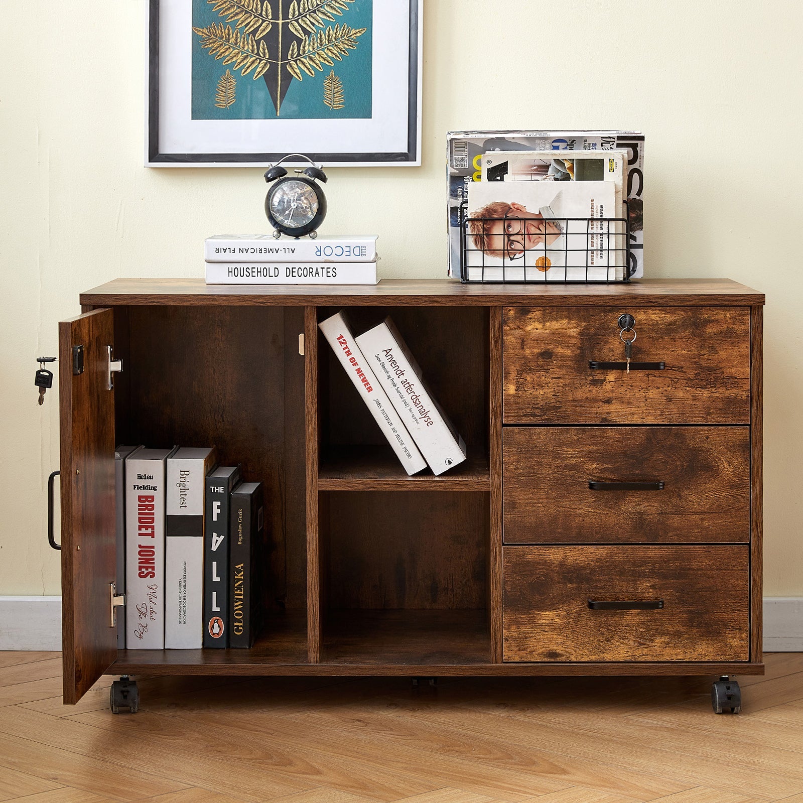 Edene Wide Lateral Filing Cabinet [3-Drawer 1-Door]-2