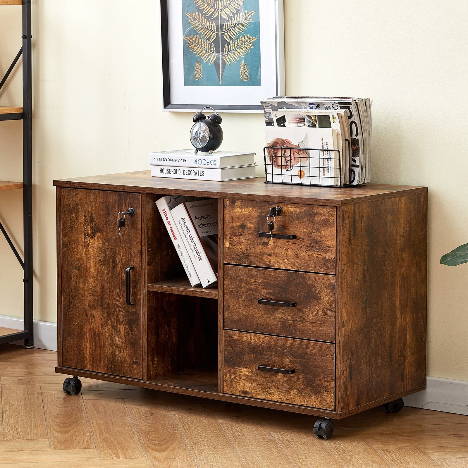 Edene Wide Lateral Filing Cabinet [3-Drawer 1-Door]-0
