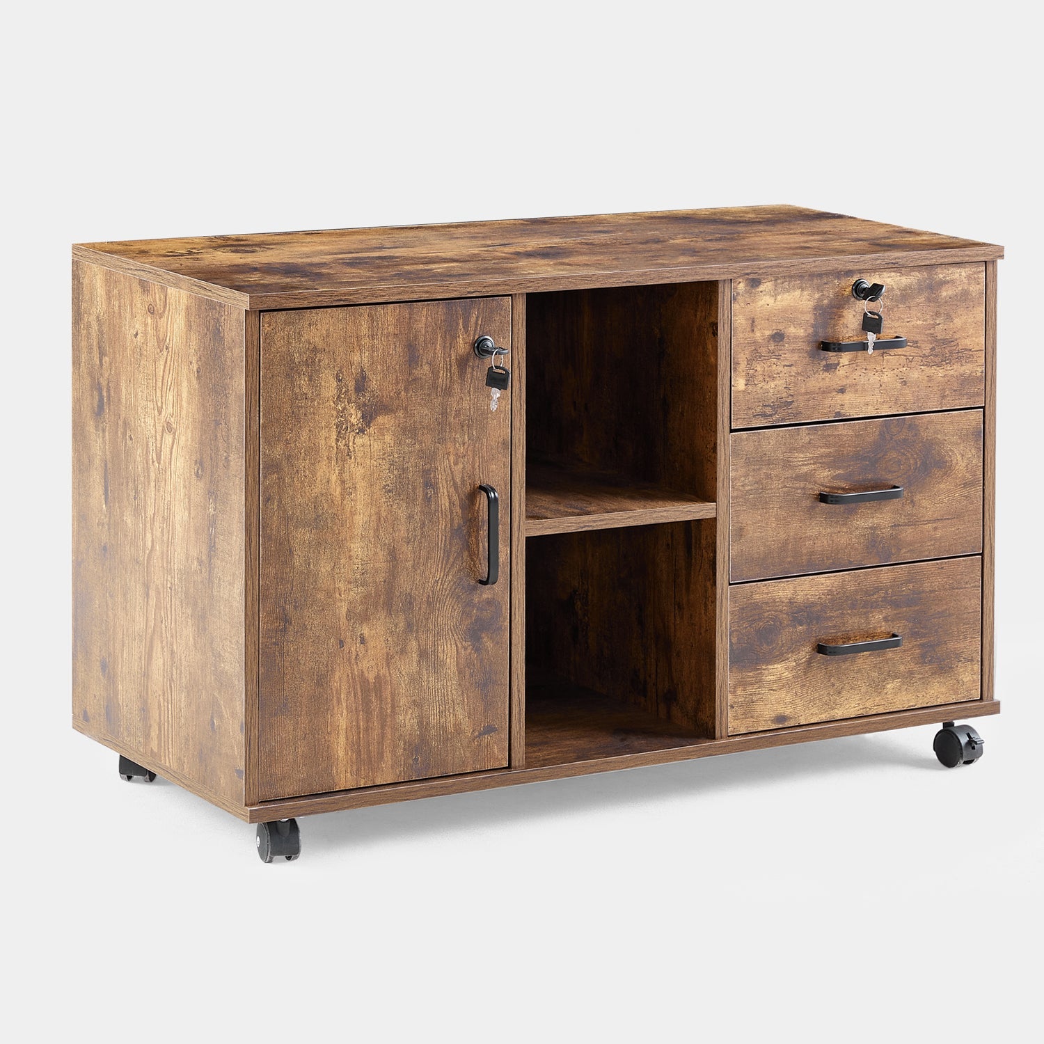 Edene Wide Lateral Filing Cabinet [3-Drawer 1-Door]-4