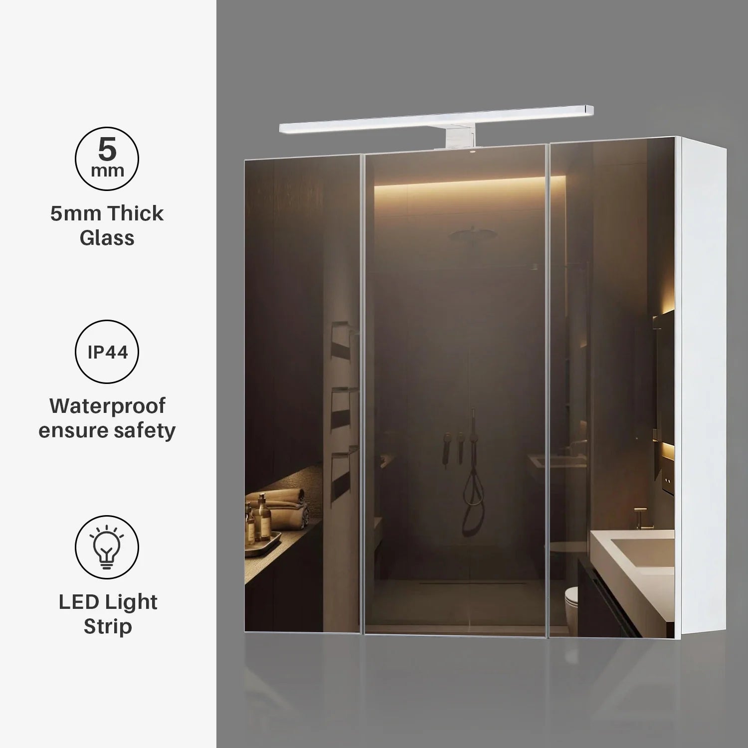 Eipper Bathroom Mirror Cabinet [with Headlight] [3 Doors]-1