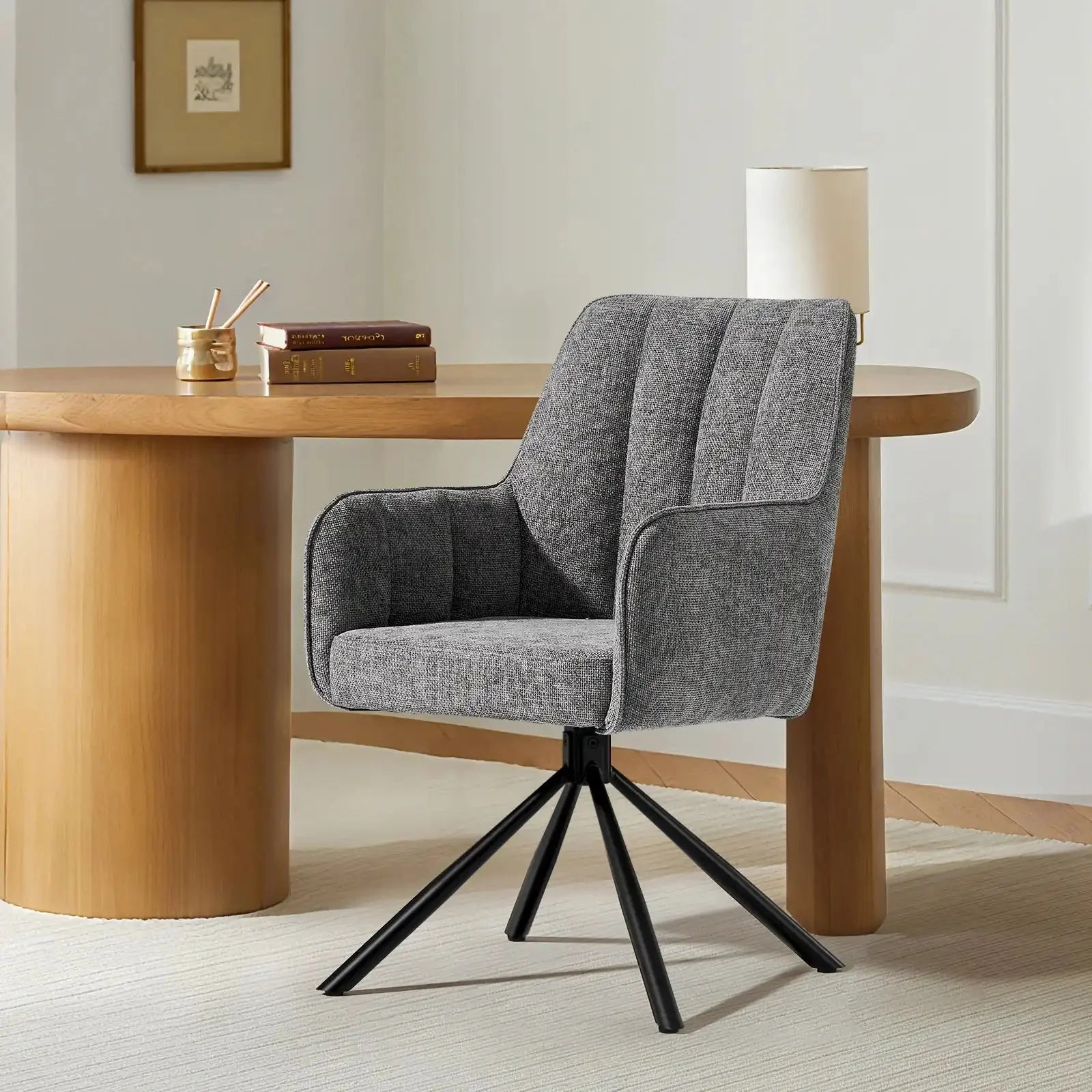 Eloise Linen Blends Swivel Chair-0
