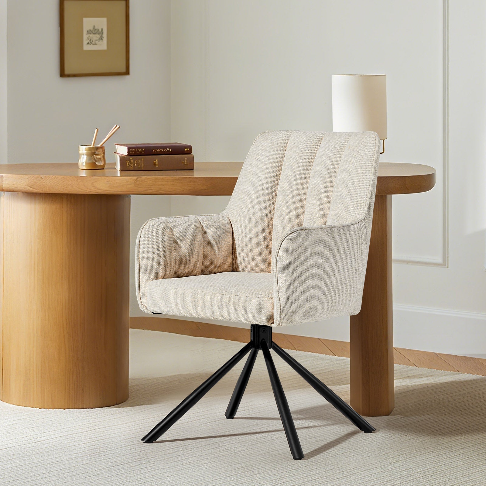 Eloise Linen Blends Swivel Chair-7