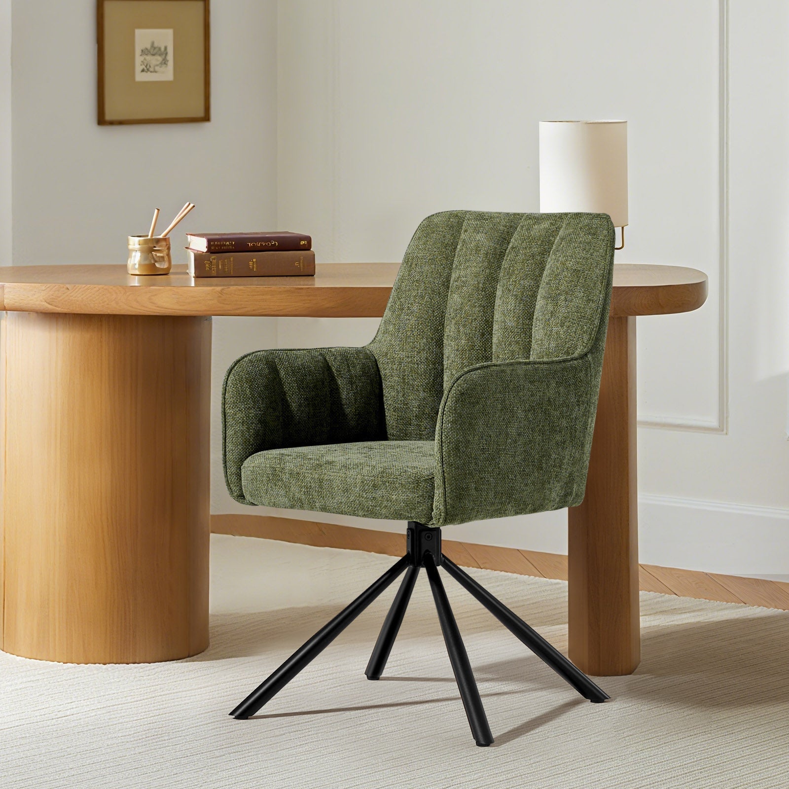 Eloise Linen Blends Swivel Chair-5