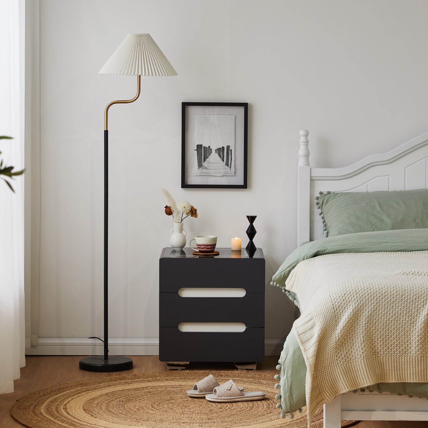 Erinn LED Light Bedside Table [2/3 Drawers][Charging Station][Nightstand]-4