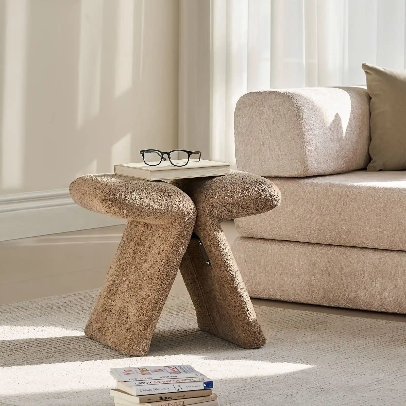 Faye Teddy Brown Accent Stool-0