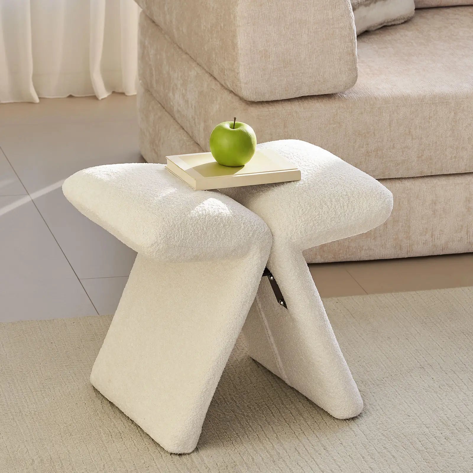 Faye Cream Vanity Stool-4