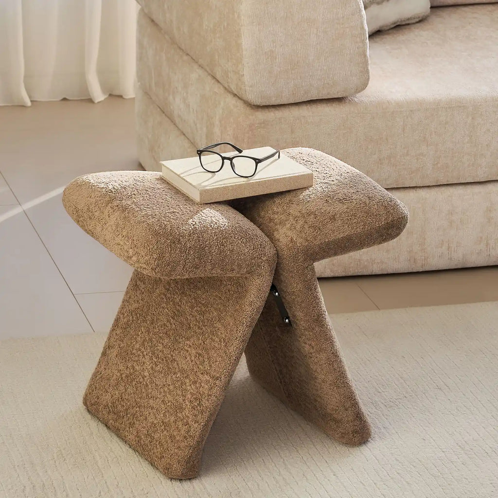 Faye Teddy Brown Accent Stool-1